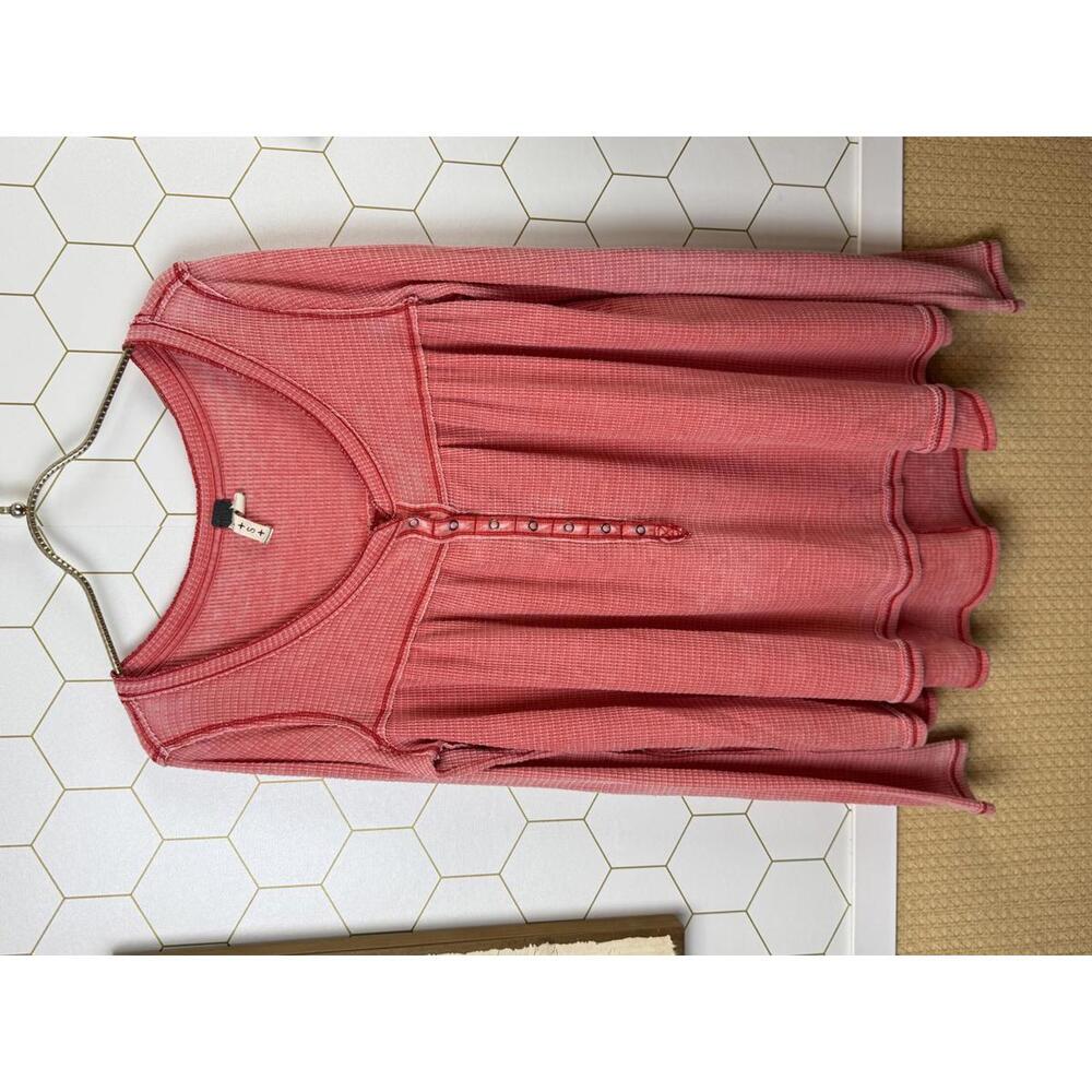 We The Free Coral Kai Thermal Scoop Neck Henley Top - Size - Small - Picture 6 of 6